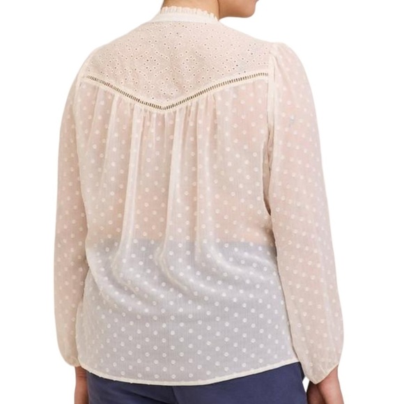 Torrid Ivory Chiffon Clip Dot With Contrasting Eyelet Top NWT Size 6x - Picture 6 of 7